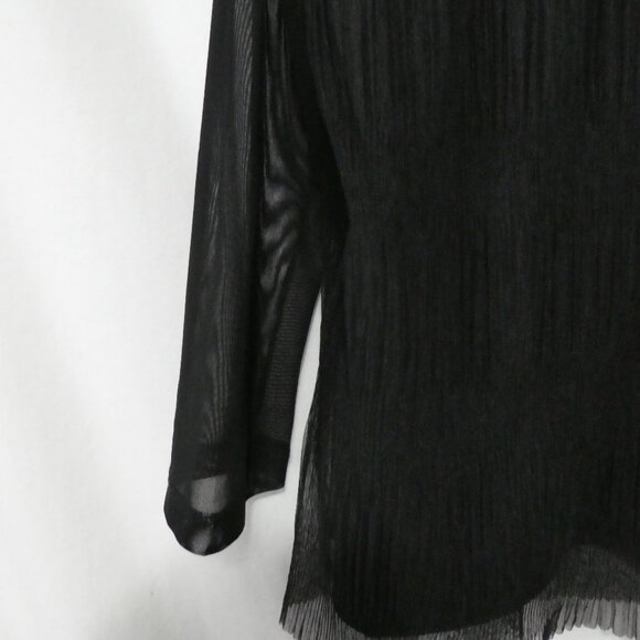 ADDITION ELLE - A | size 2X | Elegant Lined Sheer Black Blouse | Keyhole Back - Picture 12 of 14